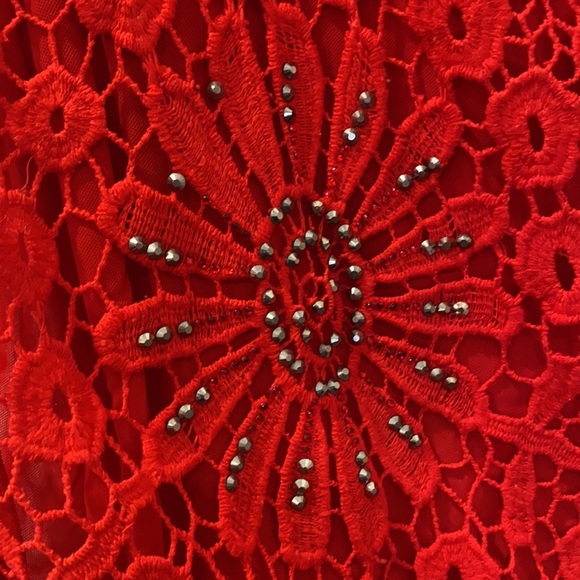 Red Sequin Lace Top - Picture 2 of 2